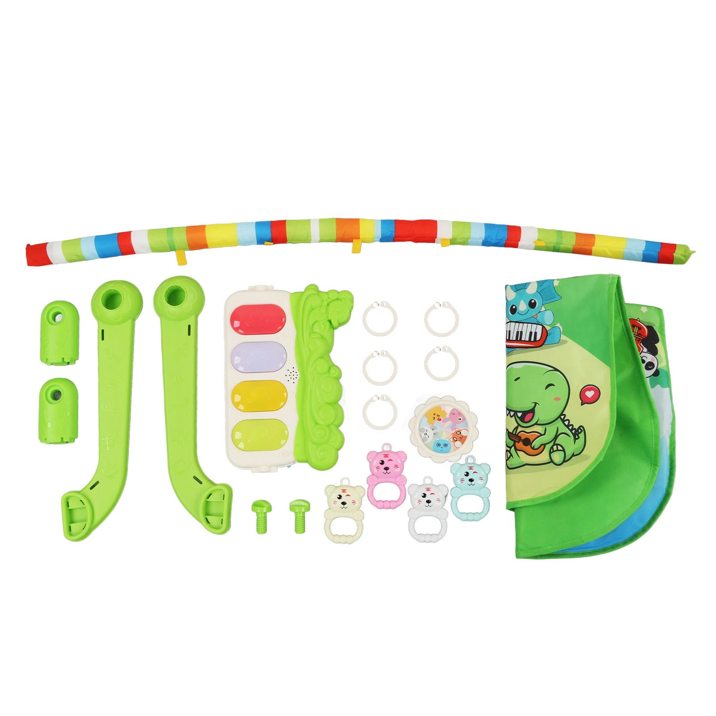 Baby Gym Activity Mat Kick Play Piano with Musical Toys Sound Light Educational Gym Play Mat Green