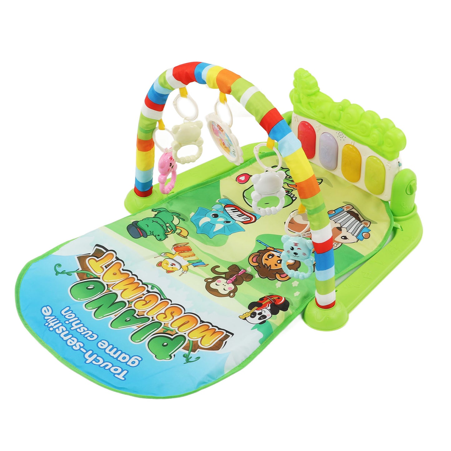 Baby Gym Activity Mat Kick Play Piano with Musical Toys Sound Light Educational Gym Play Mat Green