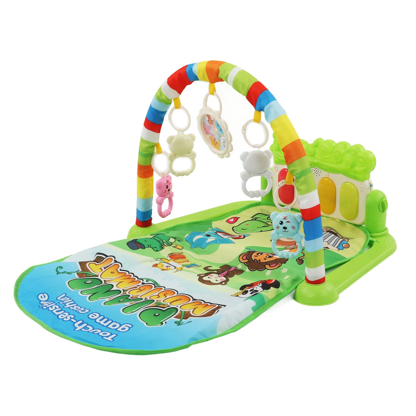 Baby Gym Activity Mat Kick Play Piano with Musical Toys Sound Light Educational Gym Play Mat Green