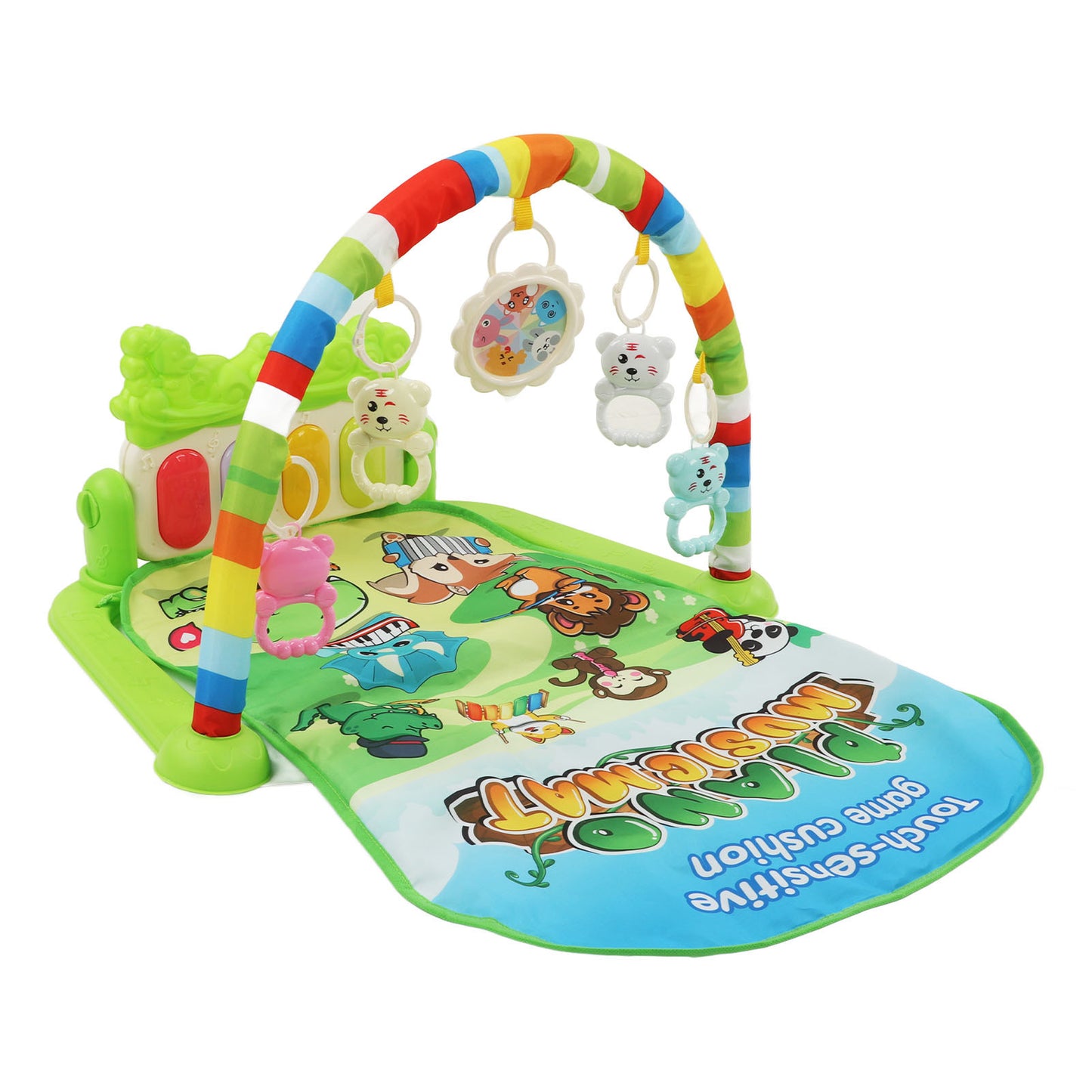 Baby Gym Activity Mat Kick Play Piano with Musical Toys Sound Light Educational Gym Play Mat Green